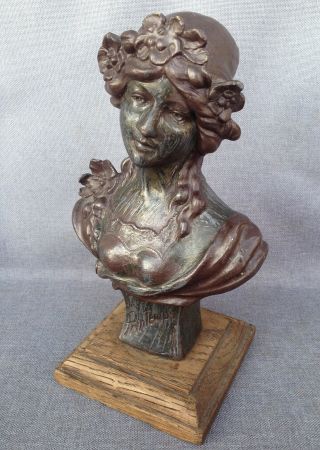 Antique Heavy French Art - Nouveau Sculpture Made Of Regule Early 1900 