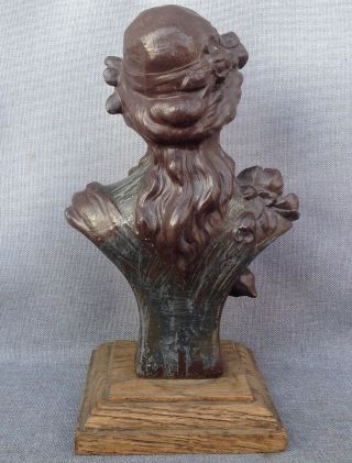Antique heavy french Art - Nouveau sculpture made of regule early 1900 ' s woman 4