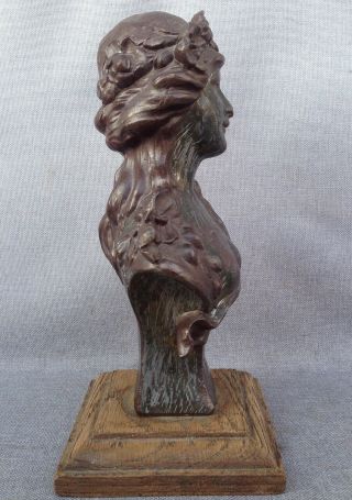 Antique heavy french Art - Nouveau sculpture made of regule early 1900 ' s woman 5