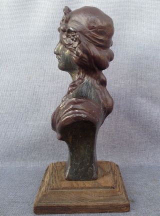 Antique heavy french Art - Nouveau sculpture made of regule early 1900 ' s woman 6