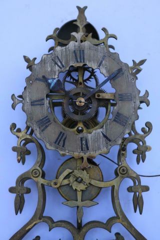 Antique Fusee Skeleton Clock 8 Day With Pendulum Restore