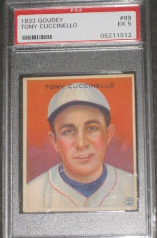 1933 Goudey Tony Cuccinello Baseball Card 99 Psa 5 Ex Brooklyn Dodgers