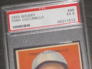 1933 Goudey TONY CUCCINELLO Baseball Card 99 PSA 5 EX Brooklyn Dodgers 2