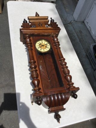 Antique Gustav Becker Vienna Regulator Wall Clock With Ornate Wood Case