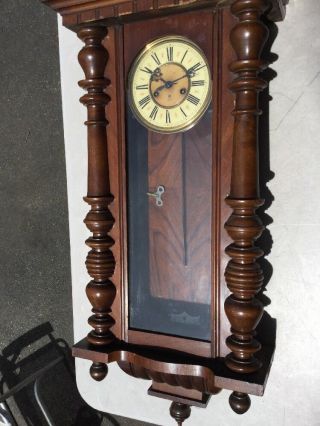 Antique Gustav Becker Vienna Regulator Wall Clock with Ornate Wood Case 3