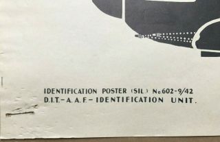 Rare 1942 WW2 U.  S.  A.  A.  F British Spitfire Recognition Identification Poster 20x14 2