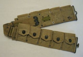 Ww1 U.  S.  Army M1917 Dismounted 10 Pocket Unit Marked Cartridge Belt