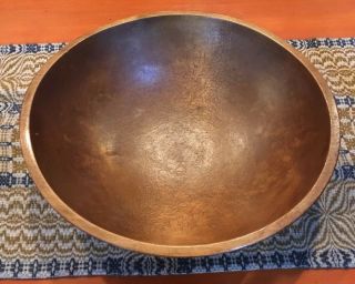 Antique Dough Bowl Turned Wood Patina Chopping Marks 15 " X4 " Perfect
