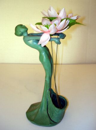 Rare Early 1920s Frankart Nude Lady Art Deco Flower Vase Or Flower Frog