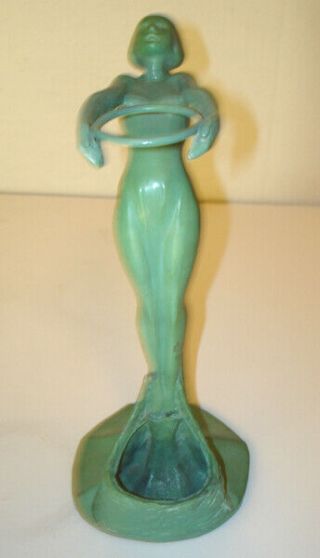 RARE Early 1920s FRANKART Nude Lady Art Deco Flower Vase or Flower Frog 3