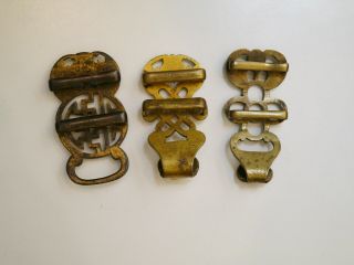 3 ANTIQUE CHINESE QING DYNASTY BRONZE BELT HOOKS OR BUCKLES,  VARYING SYMBOLS 5