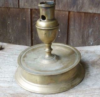 Period 17th Century Brass Capstan Candlestick - Antique Early Lighting C.  1650