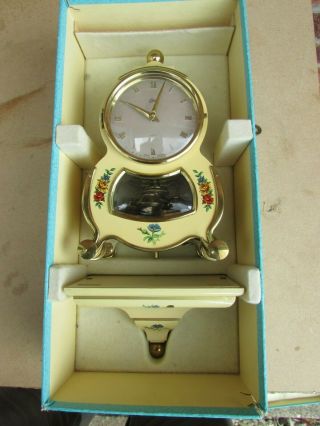 Boxed October 1956 Miniature Anniversary Clock With Bracket By Aug Schatz
