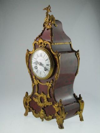 Large Antique 19th Century Faux Tortoiseshell Ormolu Mantel Clock Circa 1880