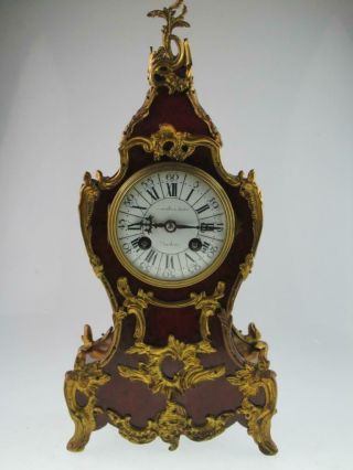Large Antique 19th Century Faux Tortoiseshell Ormolu Mantel Clock Circa 1880 2