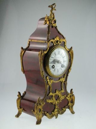 Large Antique 19th Century Faux Tortoiseshell Ormolu Mantel Clock Circa 1880 3