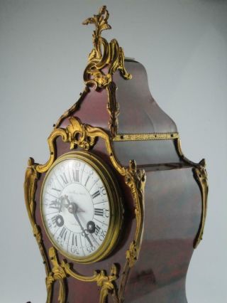 Large Antique 19th Century Faux Tortoiseshell Ormolu Mantel Clock Circa 1880 5