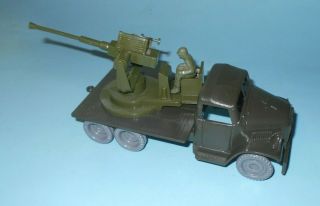 1950 Marx Army Training Center Play Set Plastic Flatbed Truck With Anti Aircraft