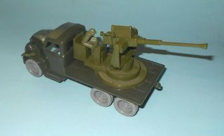 1950 Marx Army Training Center Play Set Plastic Flatbed Truck with Anti Aircraft 2