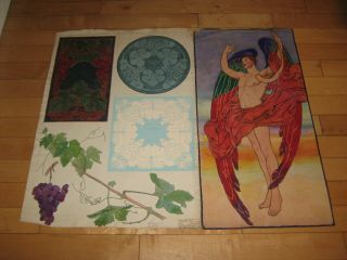 Large Personal Hand Painted Art Portfolio Of Artist Phoebe Rennell,  Certificates