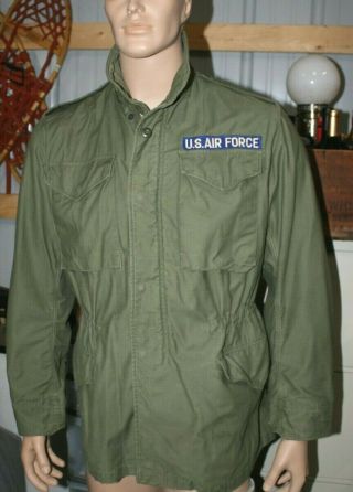 Vietnam War M - 65 Og - 107 Sateen Field Coat 1968 Dated With U.  S.  Air Force Tape