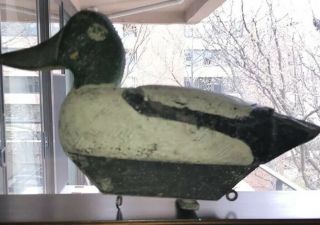 Antique Primitive Duck Decoy Green Mallard Drake Long Island Ny Folk Art