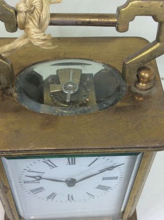 Fantastic Antique Vintage Glass Top Viewer Carriage Clock And Key 2