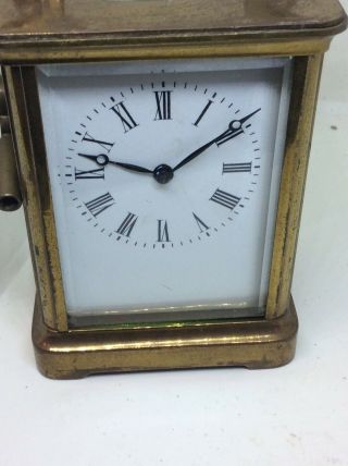 Fantastic Antique Vintage Glass Top Viewer Carriage Clock And Key 3