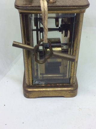 Fantastic Antique Vintage Glass Top Viewer Carriage Clock And Key 4