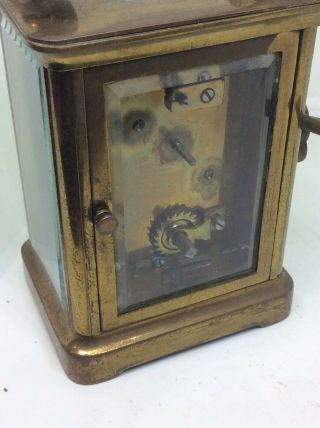 Fantastic Antique Vintage Glass Top Viewer Carriage Clock And Key 5