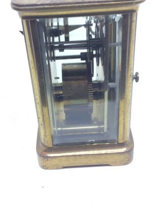 Fantastic Antique Vintage Glass Top Viewer Carriage Clock And Key 7