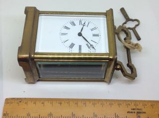 Fantastic Antique Vintage Glass Top Viewer Carriage Clock And Key 9