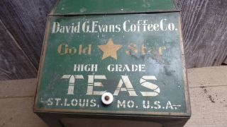 Tin Bin - David G Evan Coffee Co Gold Star Teas - St.  Louis Mo.  USA 3