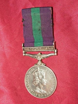 Great Britain General Service Medal Cyprus Heavy Sterling Silver Royal Signal
