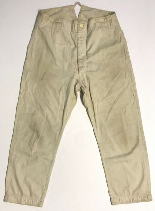 Wwi German White Cotton Drill/work Trousers,  35 " X 27 "
