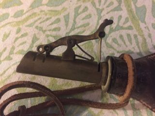 Antique Leather Gun Powder Flask W/ Brass Dispenser Historic War Musket Loader 3