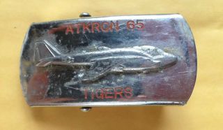 U.  S.  Navy Atkron 65 Attack Squadron Tigers Belt Buckle,  A6 Intruder,  Vintage