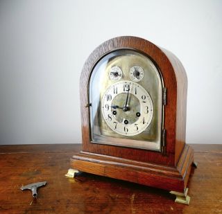 Antique Bracket Mantel Clock Junghans Germany Westminster Chiming Quarter Strike