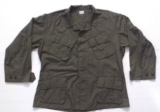 U.  S.  Army Vietnam Era Jungle Jacket Shirt Ripstop Poplin Og - 107 Dated 1970 Sz L