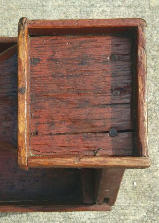 Antique Early Primitive 19thc Wood Farrier Box Ox Blood Red Paint AAFA Bench 6