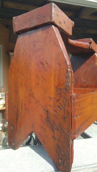 Antique Early Primitive 19thc Wood Farrier Box Ox Blood Red Paint AAFA Bench 7