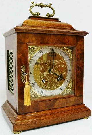 Antique French Burr Walnut Bracket Mantel Clock Japy Freres 8 Day Striking