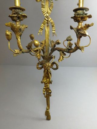 Antique Early 20th Century Louis XVI Style Ormolu Acanthus Wall Sconce 2
