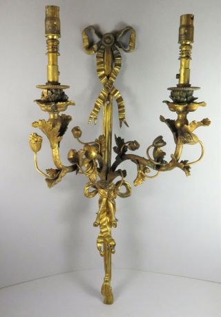 Antique Early 20th Century Louis XVI Style Ormolu Acanthus Wall Sconce 7