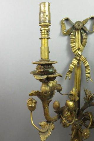 Antique Early 20th Century Louis XVI Style Ormolu Acanthus Wall Sconce 8
