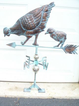 Chicken Weathervane Copper Finish Chic Weather Vane Not Rooster Hand Crafted