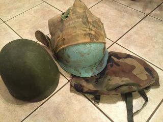 Military Helmet Liner Pot Steel Helmet Reversible Camo Cover U.  S.  Military Nam?