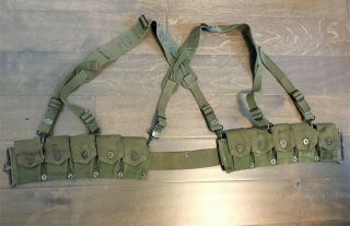 Wwii Us Army M44 Combat Suspenders And M1 Garand Cartridge Belt - 1944