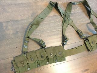 WWII US ARMY M44 COMBAT SUSPENDERS and M1 GARAND CARTRIDGE BELT - 1944 3