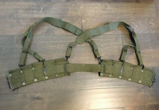 WWII US ARMY M44 COMBAT SUSPENDERS and M1 GARAND CARTRIDGE BELT - 1944 6